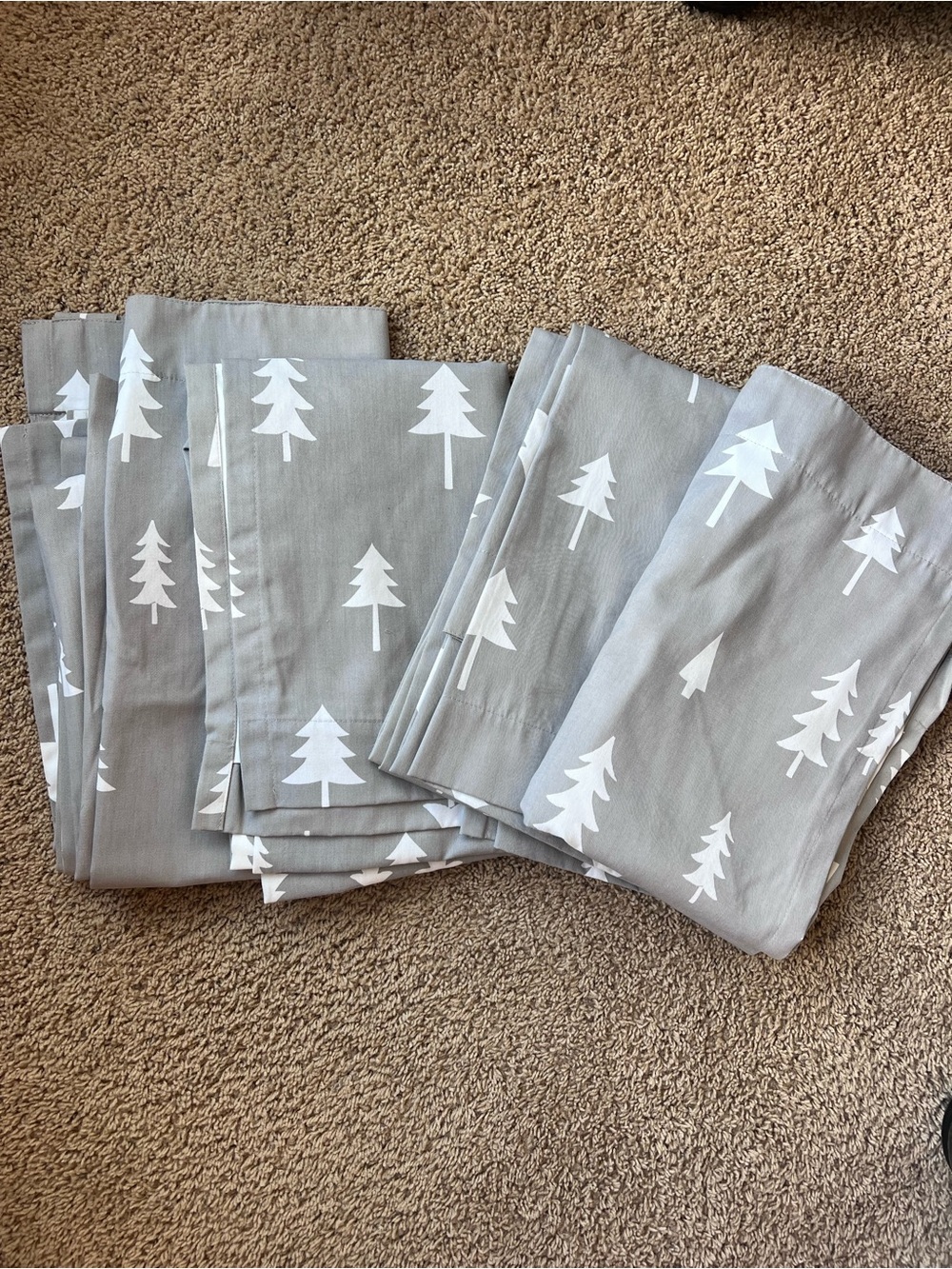 Cloud Island Pine Tree Blackout Curtains- Gray and White